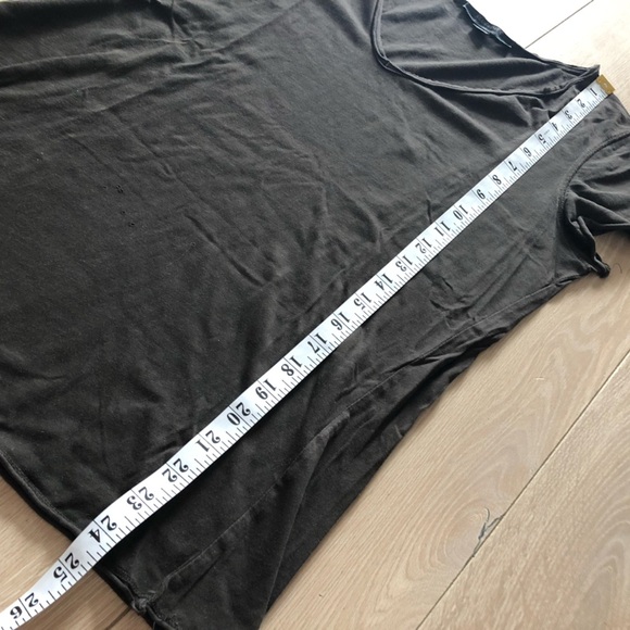 All Saints Raw Hem V Neck T Shirt in Faded Black Size XS - Picture 9 of 9